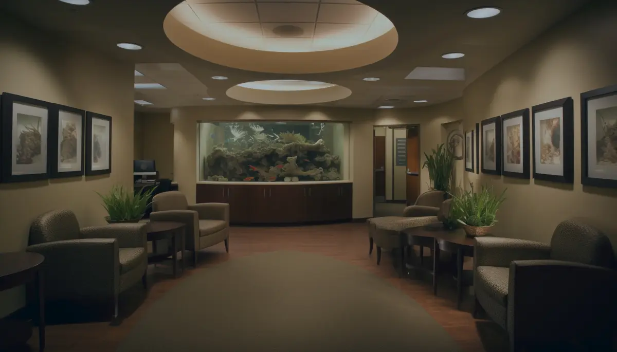 Sala de espera vazia em clínica médica